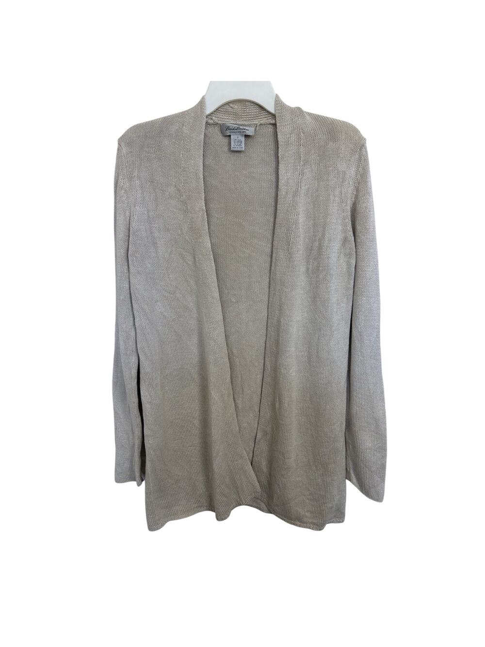 Brooks Brothers Silk Blend Beige Open Front Cardigan Size Small Quiet Luxury